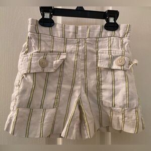 Zara Kids Shorts Buttoned Pockets Striped Linen Blend Girls Size 7 years